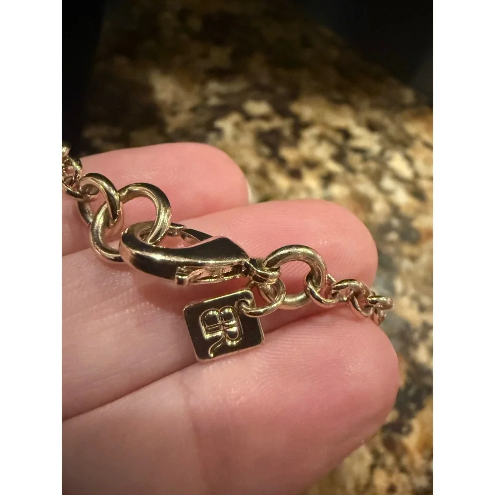 Banana Republic Necklace Gold Long Textured Interlocking Stations Chain Link